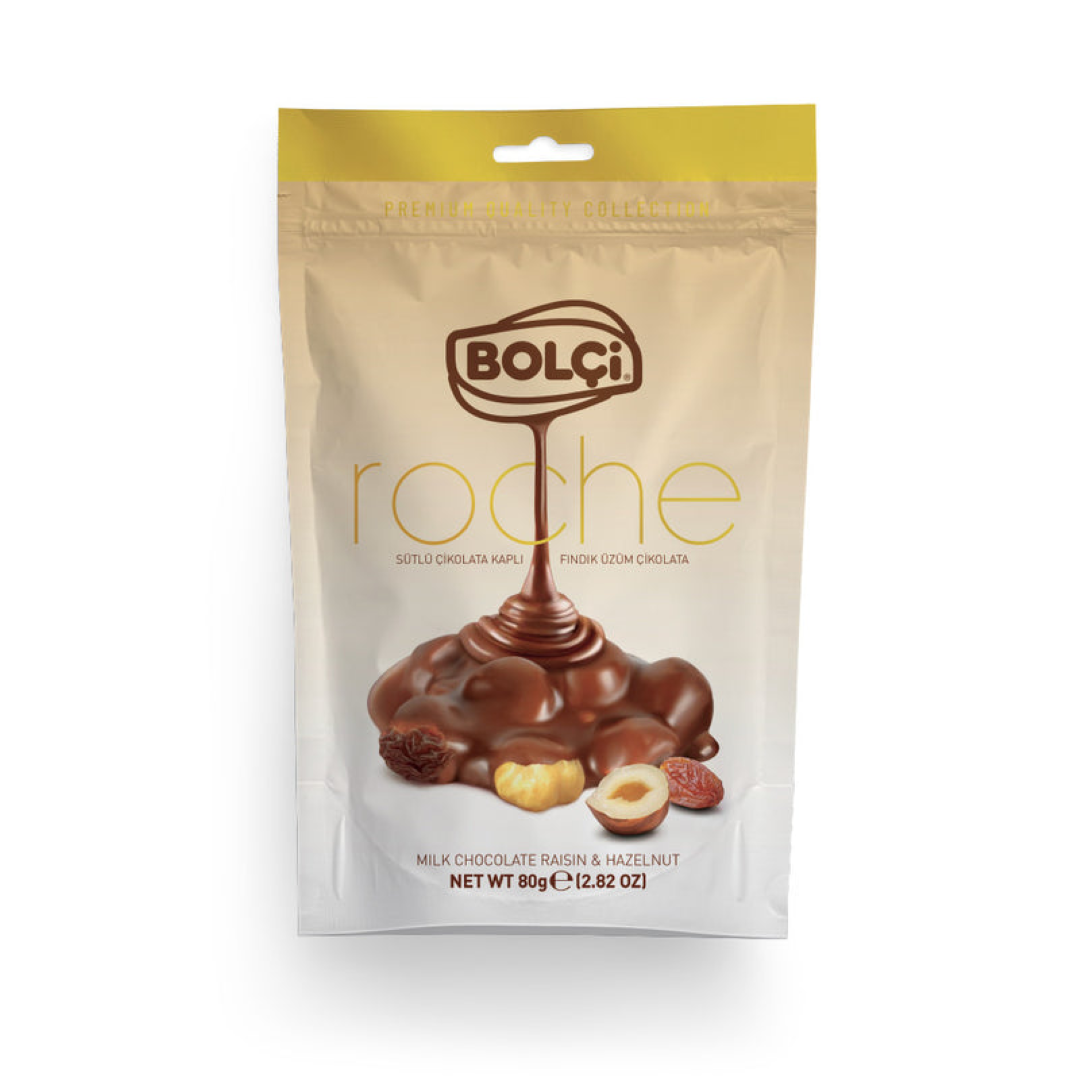 BOLCI ROCHE MILK CHOC RAISIN N HAZELNUT 80G
